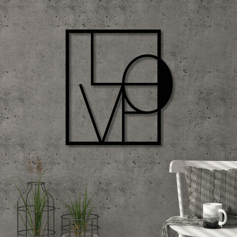 Decoratiune de perete, love, metal, dimensiune: 40 x 40 cm, negru