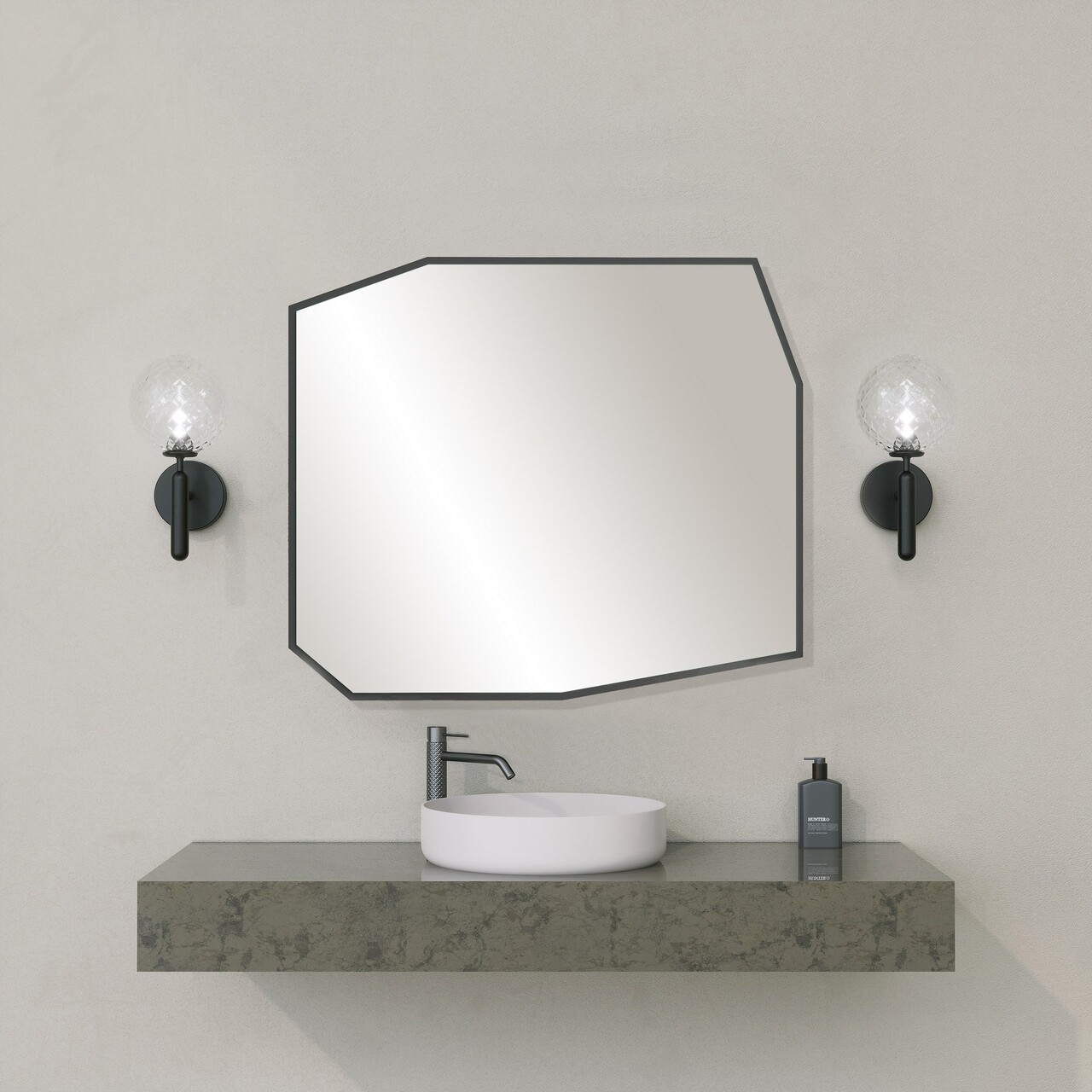 Oglinda decorativa, Neostill, Quartz Mirror, 70x60x2 cm, MDF , Negru - 2 | YEO