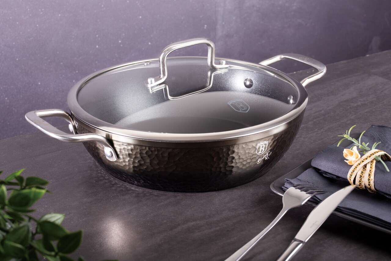 Oala cu capac Berlinger Haus, Shine Basalt, 28 cm, 3.8 L, aluminiu forjat, negru - view 5