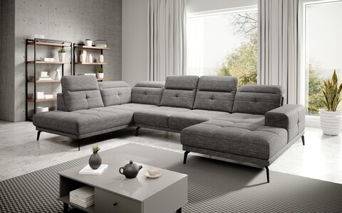Coltar stanga 6 locuri ELTAP, LT-130MAR, Bretan, 350x205x107 cm, lemn/poliester, gri