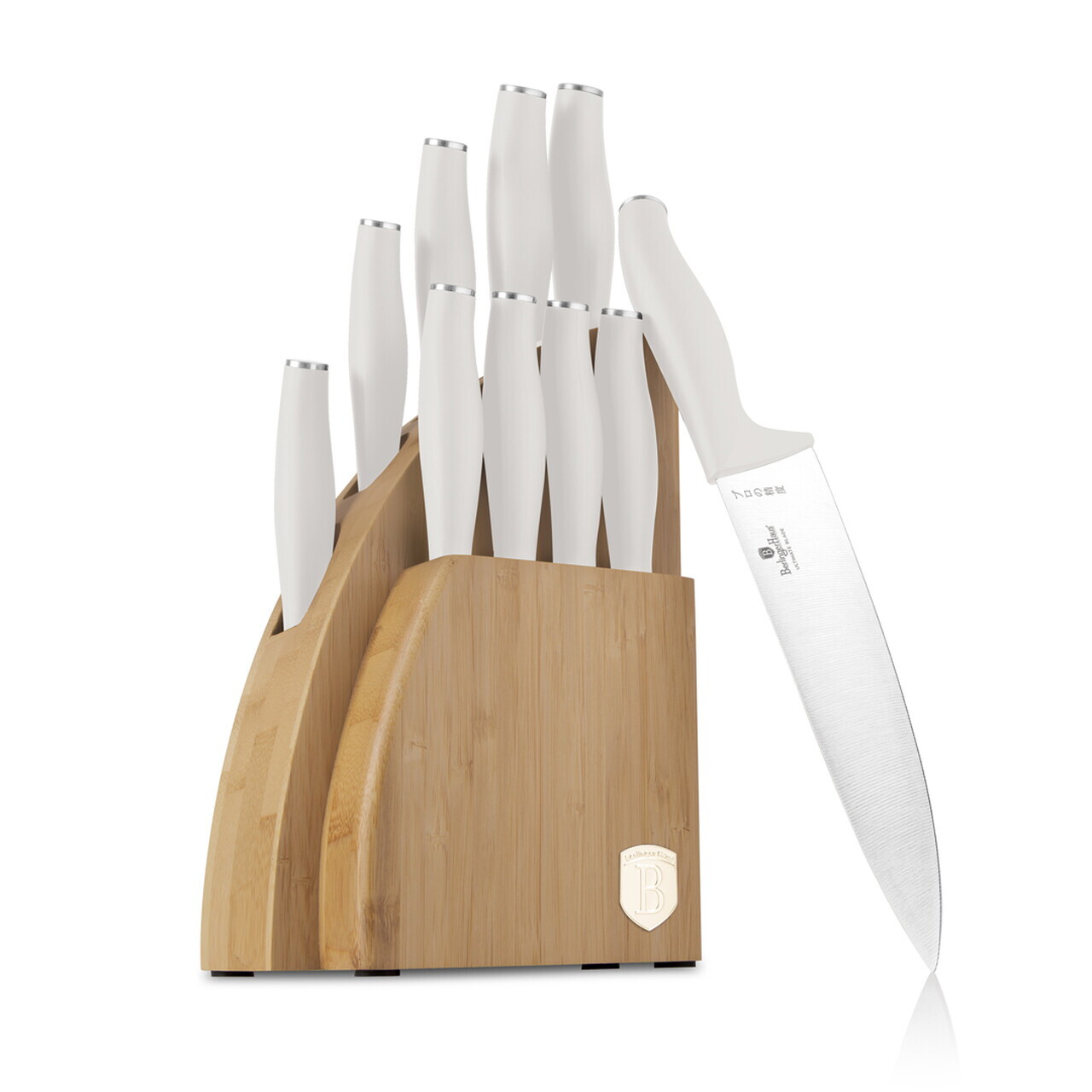 Set 9 cutite cu suport Berlinger Haus, Sahara, inox/bambus, crem mat/natur - imagine 4