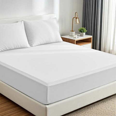 Set de pat dublu (cearceaf cu elastic si perne) 3 piese, L'essentiel Maison, Muslin 180, Alb