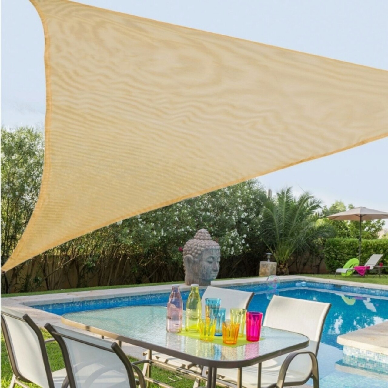 Parasolar Triunghiular Awning, 3.5 X 3.5 M, Polietilena, Rosu Cherry