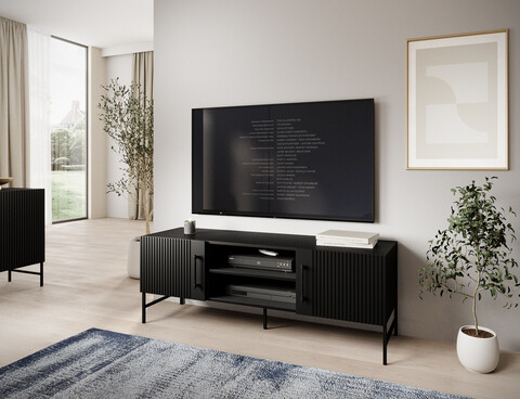 Comoda TV ELTAP, Raftt, 152x42x55 cm, PAL/MDF, negru