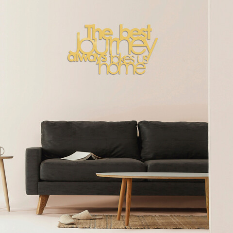 Decoratiune de perete, The Best Lourney Always, Metal, 70 x 40 cm, Auriu