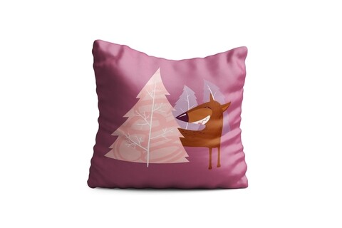 Perna decorativa wolf, oyo kids, 43x43 cm, poliester, roz