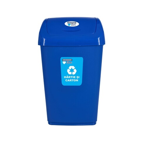 Cos de gunoi cu capac batant pentru reciclare selectiva, heinner, 25 l, albastru