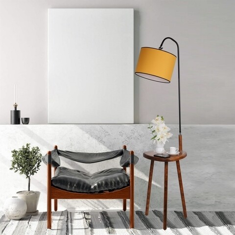 Lampadar cu masuta, Luin, 8272-7, E27, 60 W, metal/lemn/textil 8272-7