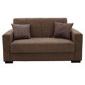 Canapea extensibila 2 locuri Vox, Pakoworld, 148x77x80 cm, catifea/lemn de plop, bej/mocha