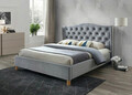 Pat matrimonial tapitat, cu tablie Aspen Velvet, Signal, 160x200 cm, catifea, gri