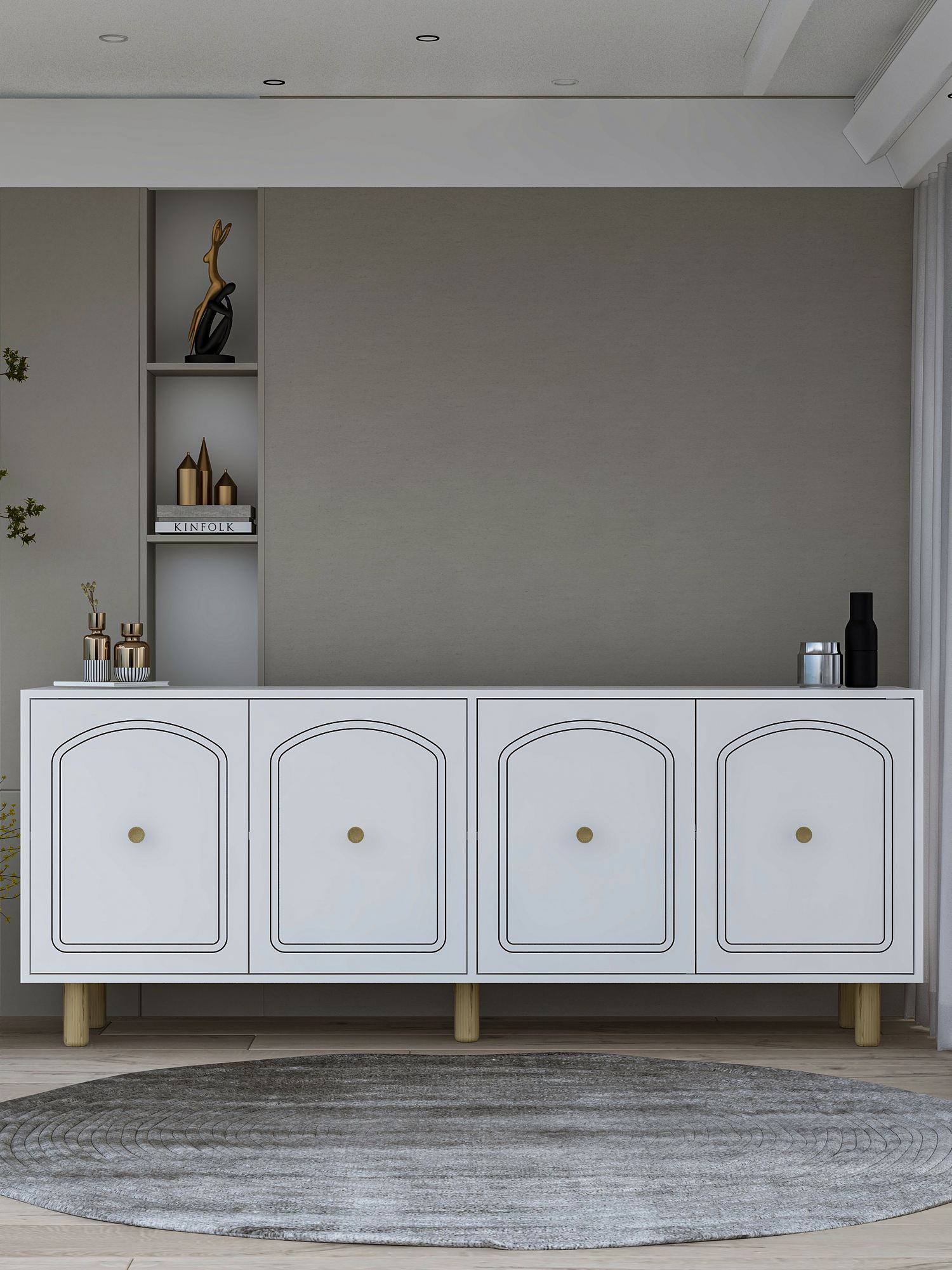 Consola, Hanah Home, Hazal, 180x78.6x35 cm, PAL , Alb