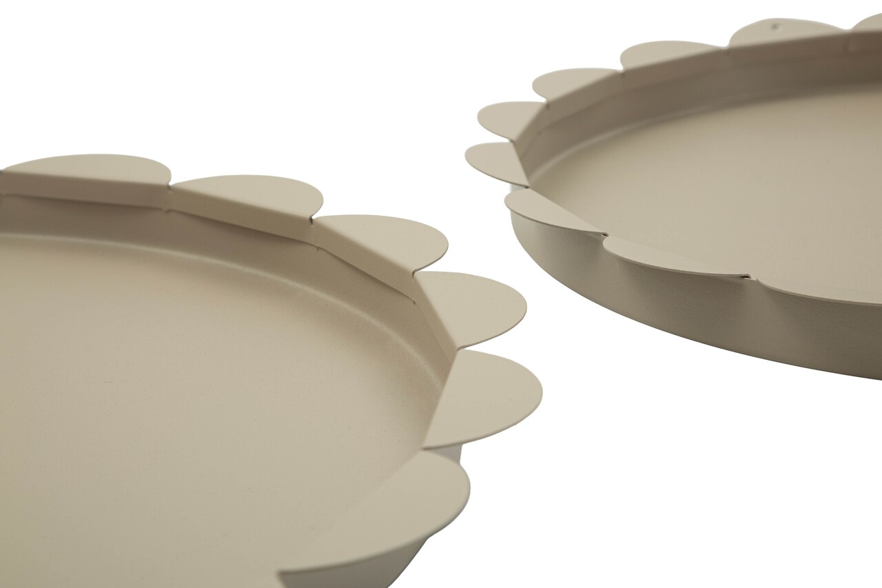 Set 2 tavi decorative, Mauro Ferretti, Saturn, 33x33x2 cm, metal, gri dove - imagine 3