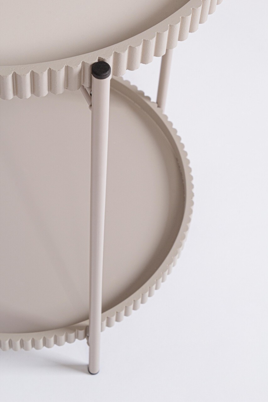 Masuta de cafea Herdys, Bizzotto, D42x52 cm, otel/MDF, bej