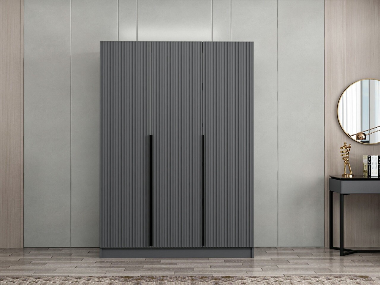 Dulap pentru haine, Minerva, Kale Anthracite, 135x210x52 cm, PAL, Antracit - 2 | YEO