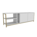 Comoda TV, Retricy, Primrose, 160x35.3x50.8 cm, PAL, Alb/Auriu