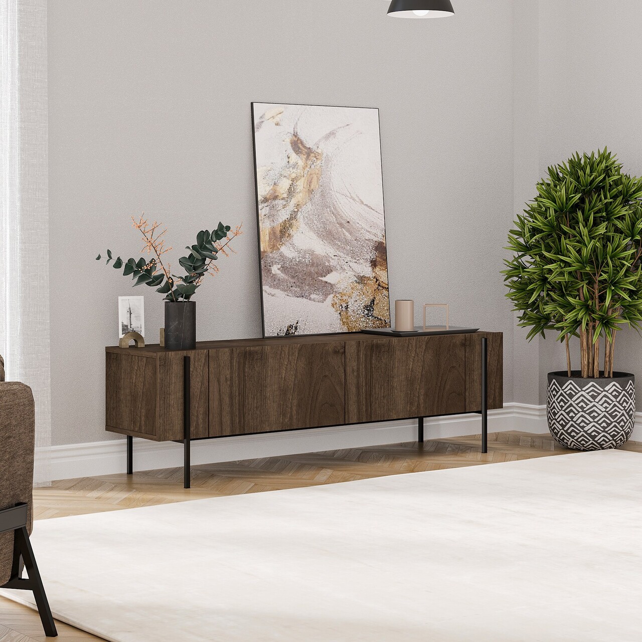Comoda TV, Hanah Home, Herman, 160x45.6x31.4 cm, Maro - view 5