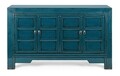 Bufet inferior Jinan, Bizzotto, 133x40x82 cm, lemn de ulm reciclat, albastru