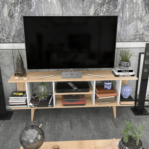 Comoda tv, retricy, akya, 160x35x38.6 cm, pal, safir / alb