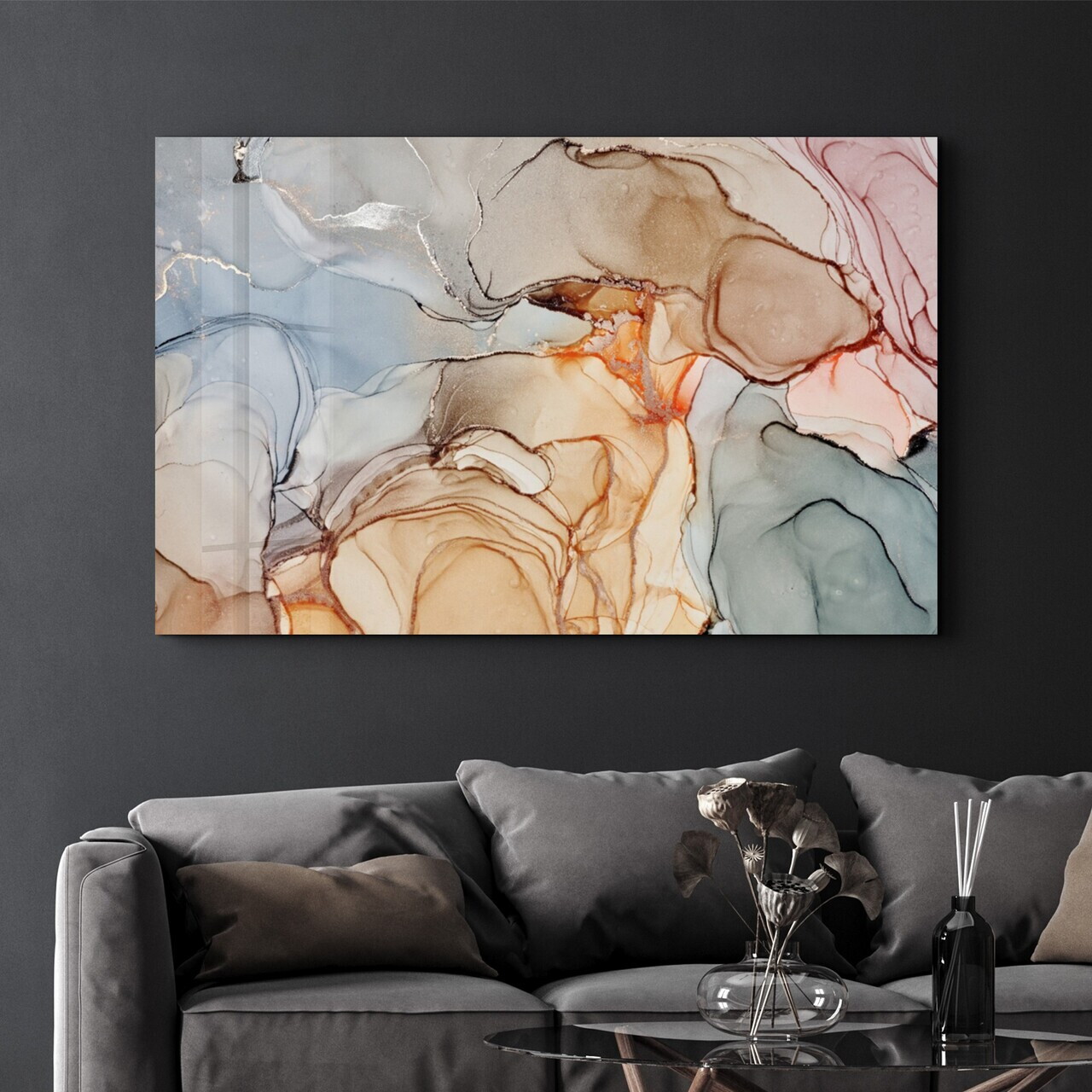 Tablou decorativ, OGLS-7080, Dimensiuni: 70 x 110 cm, Multicolor