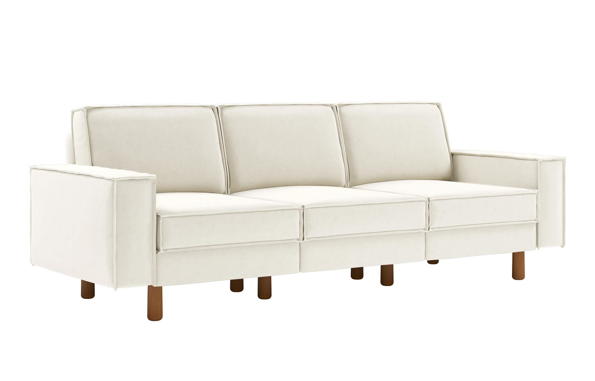 Canapea 3 locuri, Atelier del Sofa, 918CMF1246, Cadru: 100% OȚEL, Spumă de lapte / Nucă