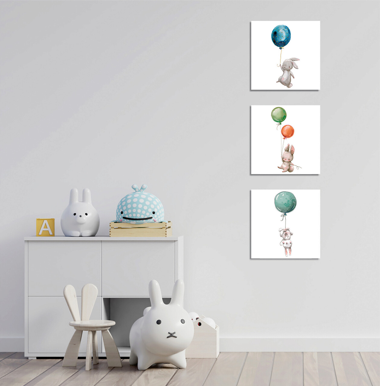 Set 3 tablouri decorative, FAH11, 60% bumbac/40% poliester, Rama de lemn, Multicolor - 1 | YEO