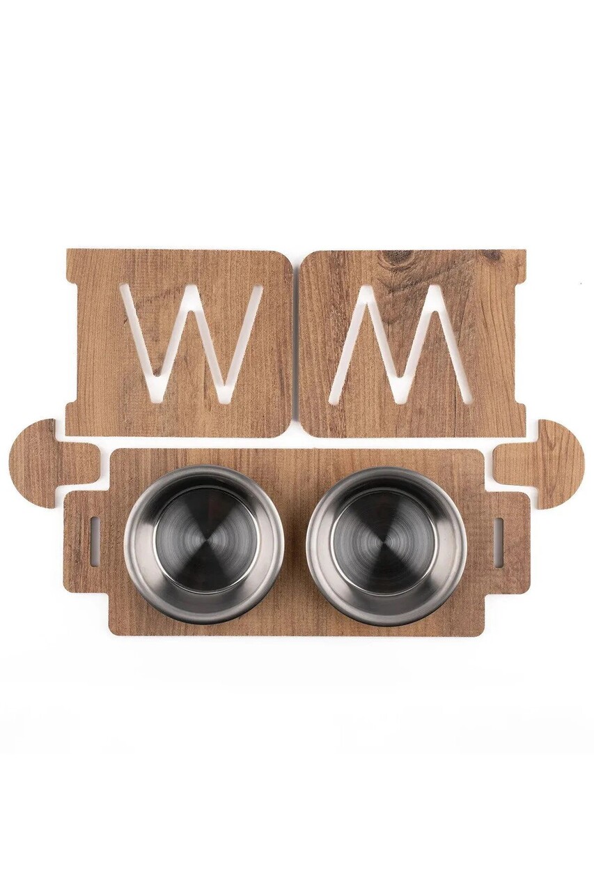 Bol pentru hrana animale de companie, Paws &amp; Whiskers, Apvm5, MDF , Multicolor - imagine 4