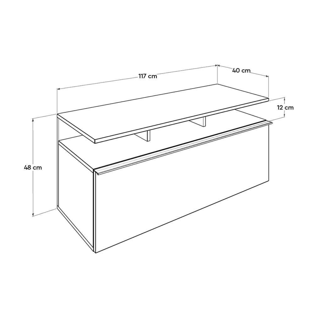 Comoda TV, Hanah Home, Tvc-529-Te-1, 117x48x40 cm, Nuc negru - view 6