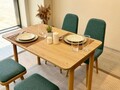 Set masa extensibila si 4 scaune, Vella, Vina Mini 02 1070, PAL, Stejar / Verde
