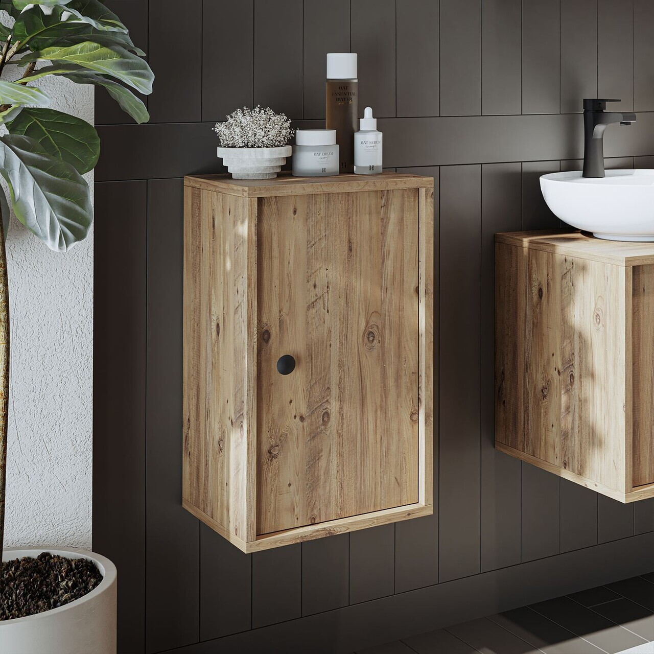 Dulap de baie, Hanah Home, 2216, 35x60x30 cm, MDF, Maro
