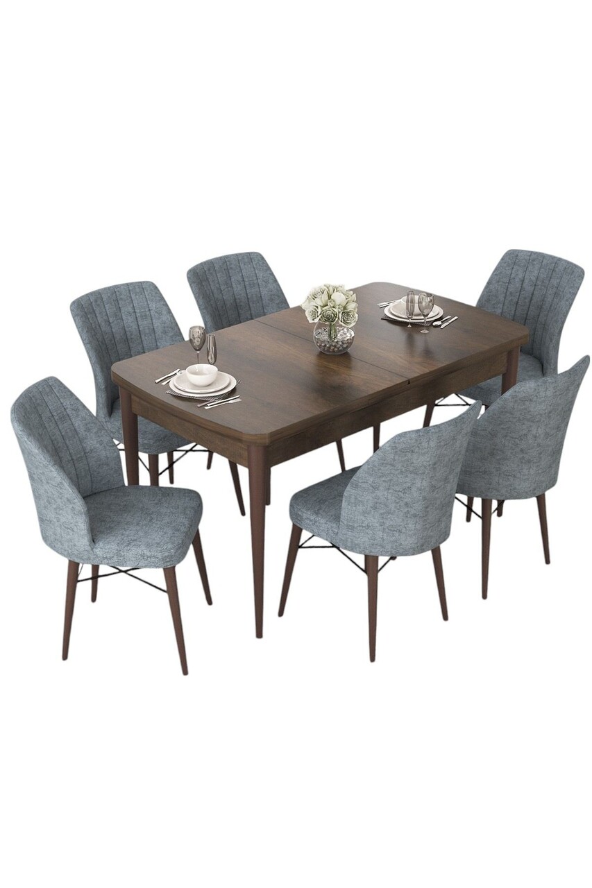 Set masa extensibila si scaune, Hanah Home, Nef, Baroc / Gri - view 2