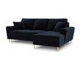 Coltar extensibil dreapta 4 locuri, Moghan, Micadoni Home, GL, 241x145x88 cm, catifea, albastru inchis