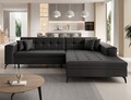 Coltar extensibil dreapta 4 locuri ELTAP, Sol-26, Solange, 292x196x84 cm, lemn/poliester, negru