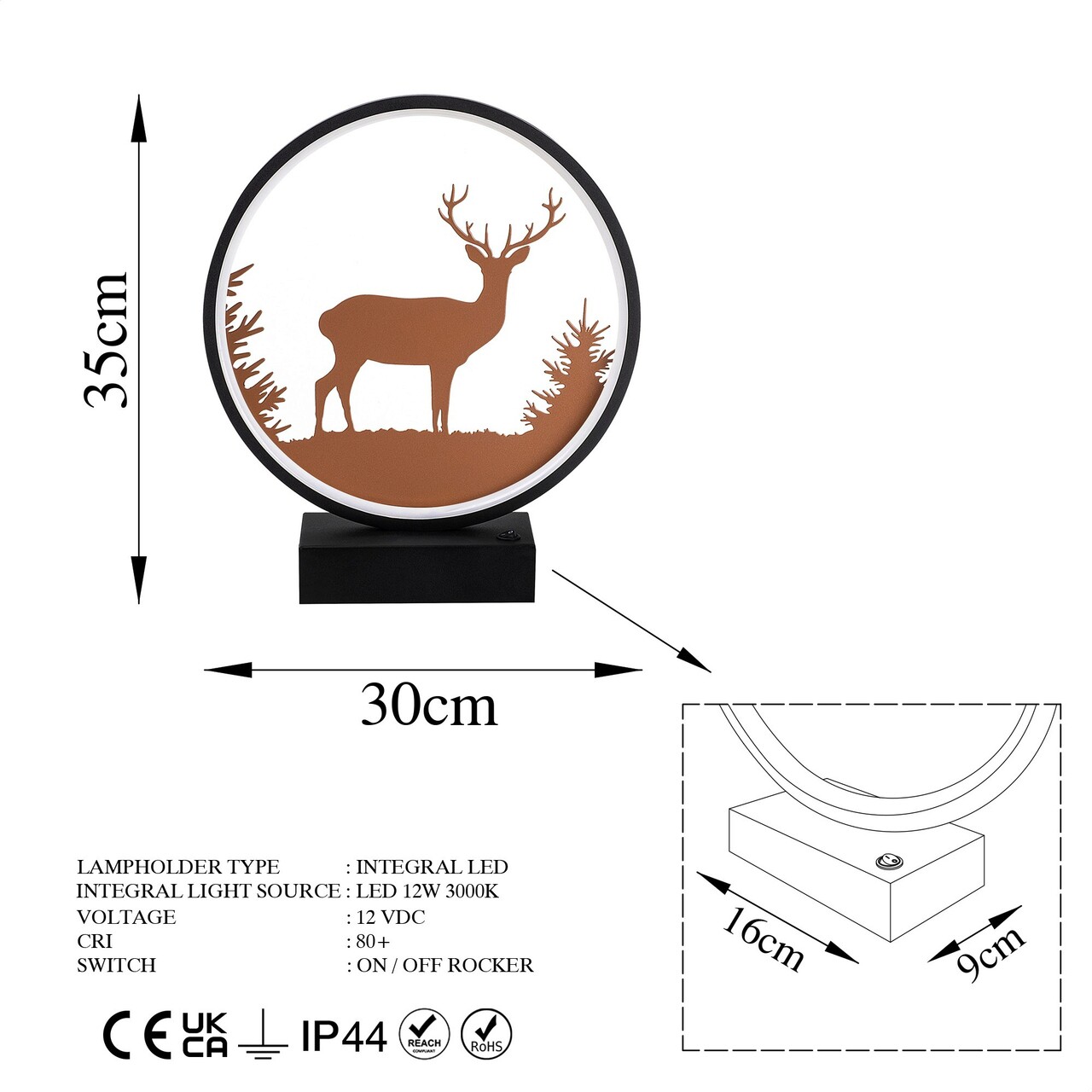 Lampa de masa, Shadow, 526SHD1137, Metal, Negru/Cupru