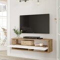 Comoda TV, Locelso, FR13, 100 x 29.1 x 31.6 cm, pal melaminat, maro/alb