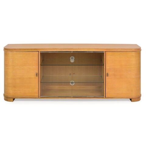 Comoda tv, greenpoint, l.206 l.57 h.88, lemn/sticla, stejar albit cu finisaj antichizat