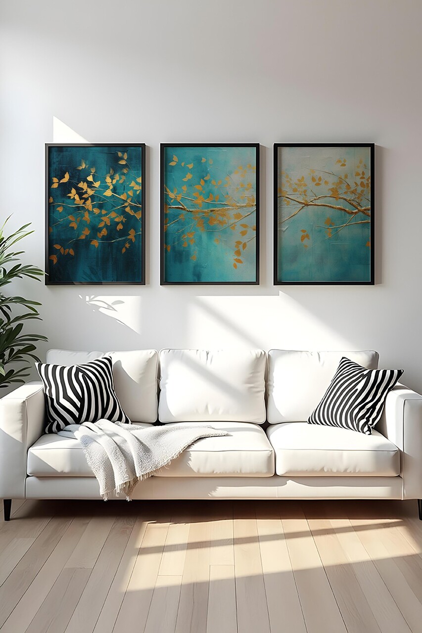 Set 3 tablouri decorative Huhu485S Cadru: 100% LEMN MASIV (Grosime: 25 cm) Multicolor