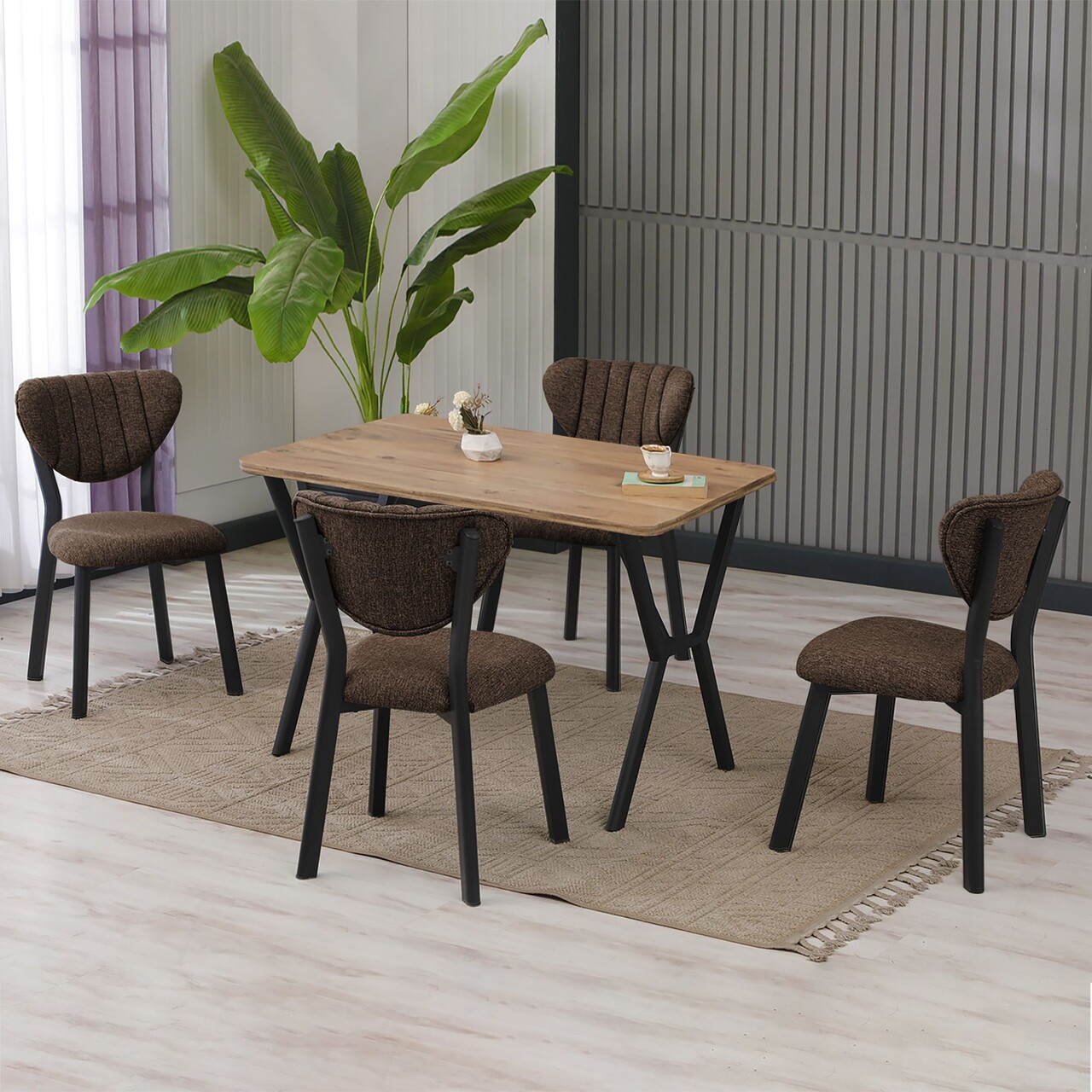Set masa extensibila si scaune, Hanah Home, Elma, Maro / Nuc - view 2