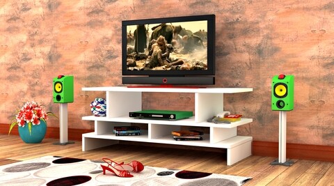 Comoda tv raffline, 100x29.5x47.5 cm, pal , alb