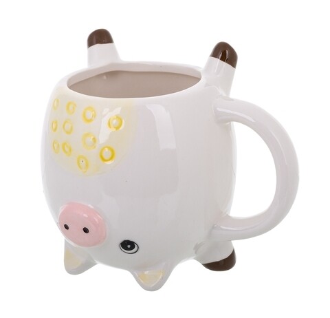 Cana, Pig, Creaciones Meng, 13x9.5x10 cm, ceramica, alb