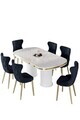 Set masa si scaune (7 piese), Hanah Home, Galya, Model de marmură albă / Auriu / Antracit