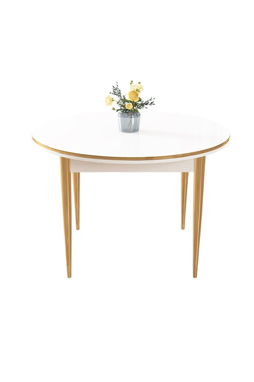 Masa, Hanah Home, Osle, 90x75x90 cm, Alb/Auriu — imaginea 2