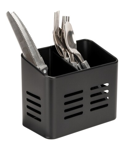 Suport pentru tacamuri, wenko, baco, 16 x 9 x 13.5 cm, metal, negru