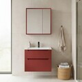 Set Dulap de Baie cu Chiuvetă și Oglindă (2 Piese), Hanah Home, Messina 65 v2, Roșu Mat