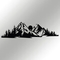 Decoratiune de perete, Mountain 2, metal, 68 x 19 cm, negru