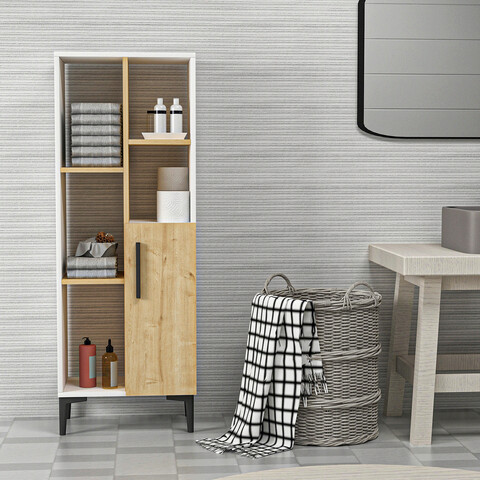 Dulap multifunctional, olivia, ephesus, 50x138.6x29.6 cm, pal, stejar alb / safir