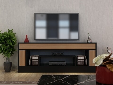 Comoda tv lina, gauge concept, 124x30x51 cm, pal, tec/negru