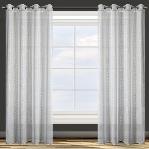 Draperie eurofirany, fibi, 140x250 cm, poliester, alb/auriu deschis