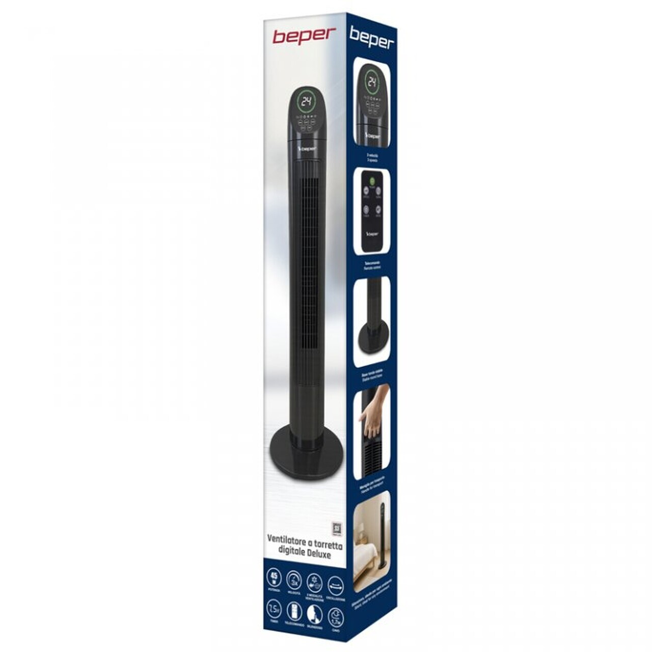 Ventilator turn Beper, 27.5x101 cm, 45W, aluminiu, negru - view 7