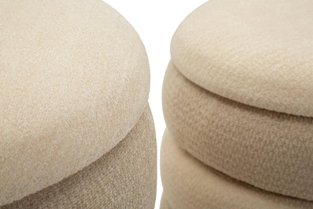 Set 2 taburete cu spatiu de depozitare, Mauro Ferretti, Nordic Style, 44x47 cm, poliester/MDF, bej/crem — imaginea 7