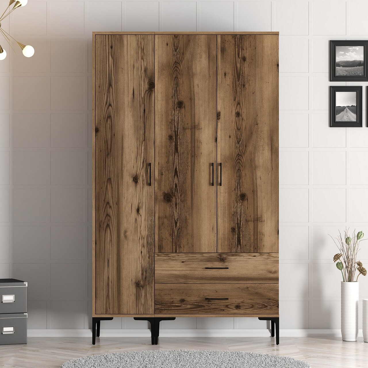 Dulap pentru haine, Hommy Craft, Kumsal ST, 120x47.5x201.4 cm, PAL, Maro - 1 | YEO